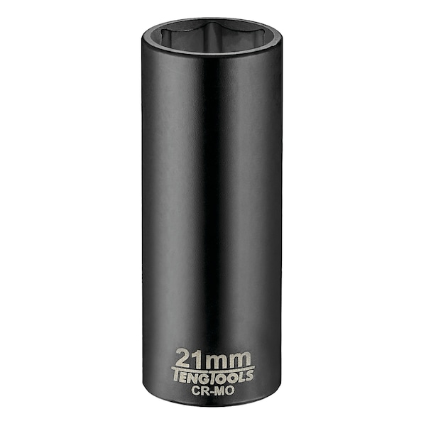 Teng Tools 21MM 1/2 Inch Drive ANSI 6 Point Metric Deep Chrome Molybdenum Impact Socket 920621AN - main